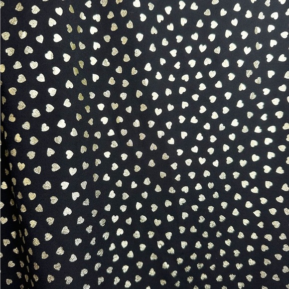 J. Crew Black Short Sleeve Shift Dress in Gold Heart Print Valentines Size 8 - Picture 3 of 11